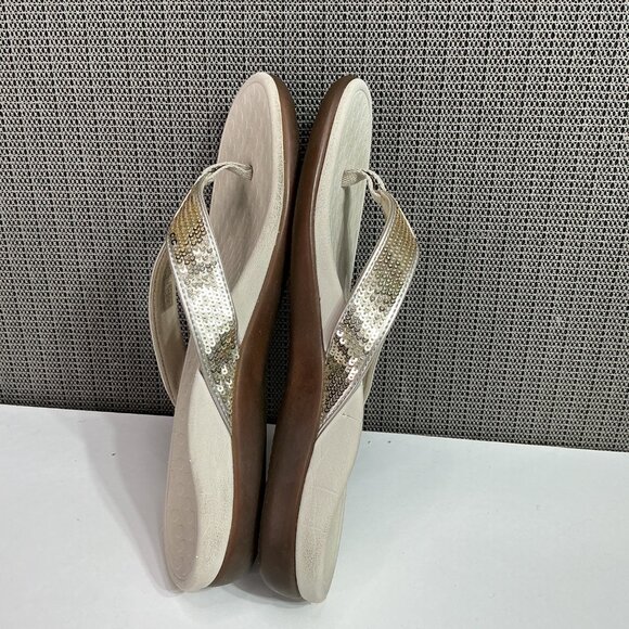 Vionic Women's Sequin Sandals Size 7 Beige/Gold - Picture 6 of 9